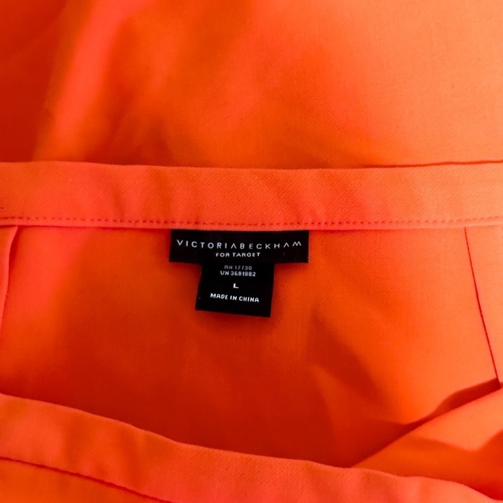 VICTORIA BECKHAM Orange Twill Mini Skirt Scallop Trim Pocket Large - Picture 10 of 10